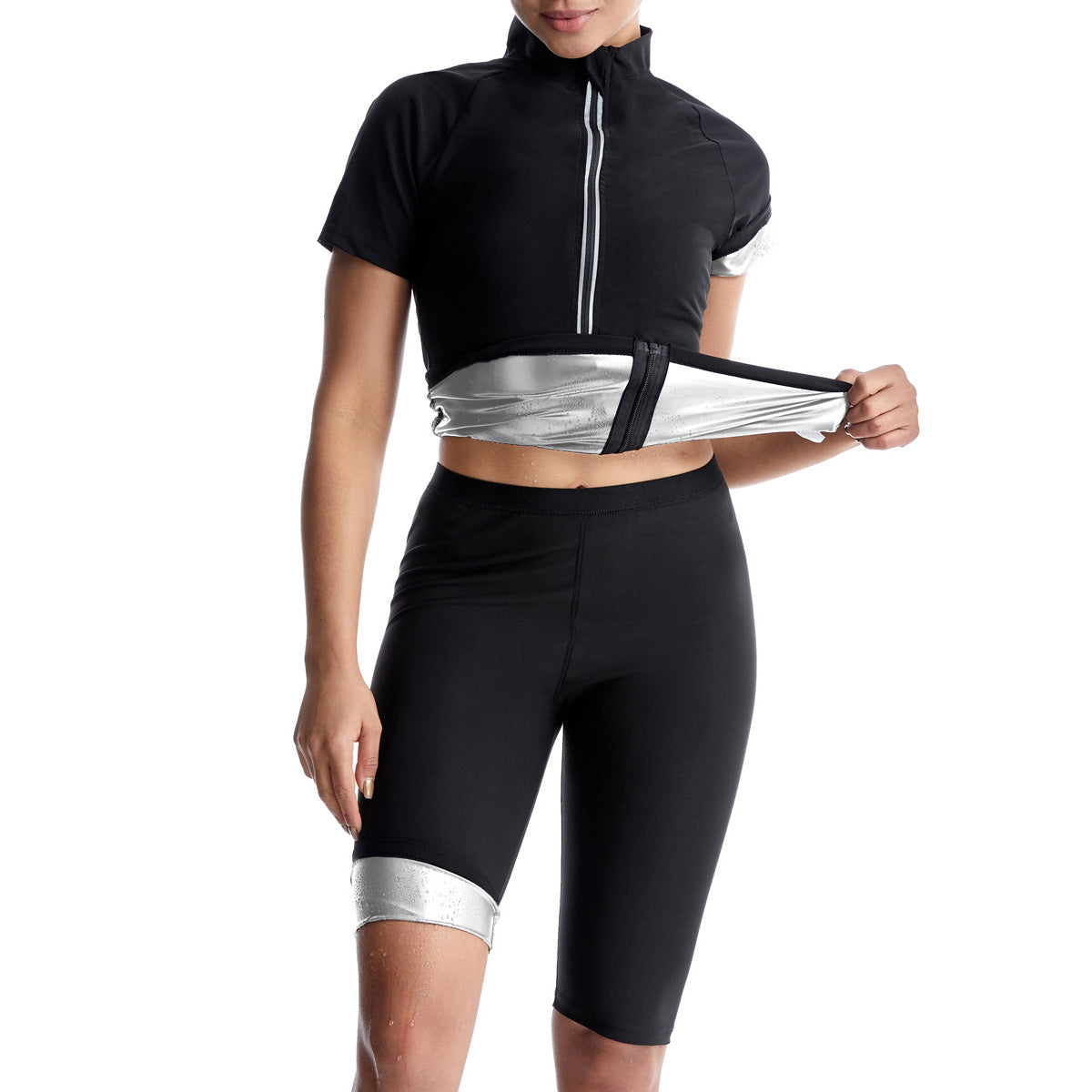 Sauna Clothes Women's Violently Sweat Suit Suit Short Sleeve Shorts